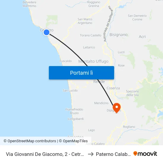 Via Giovanni De Giacomo, 2 - Cetraro to Paterno Calabro map