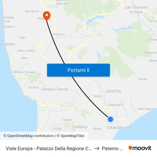 Viale Europa - Palazzo Della Regione Calabria - Catanzaro to Paterno Calabro map
