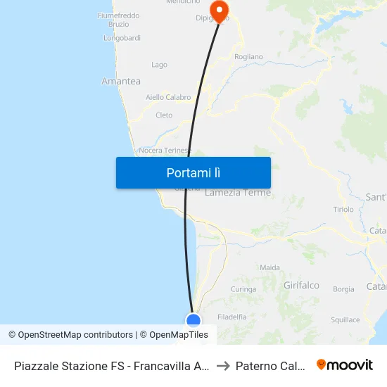 Piazzale Stazione FS - Francavilla Angitola to Paterno Calabro map