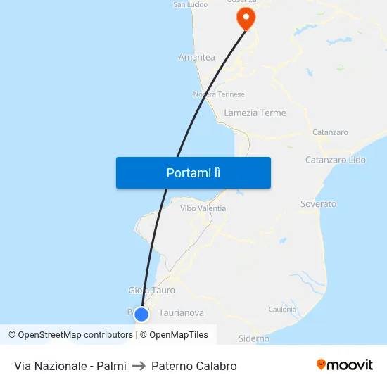 Via  Nazionale - Palmi to Paterno Calabro map