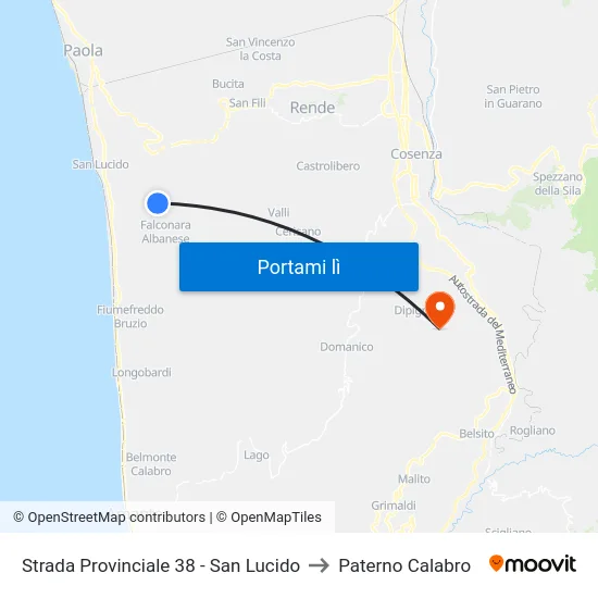 Strada Provinciale 38 - San Lucido to Paterno Calabro map