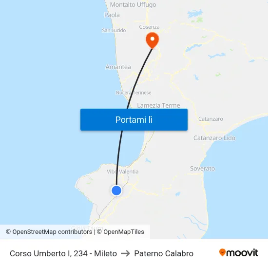 Corso Umberto I, 234 - Mileto to Paterno Calabro map