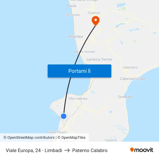 Viale Europa, 24 - Limbadi to Paterno Calabro map