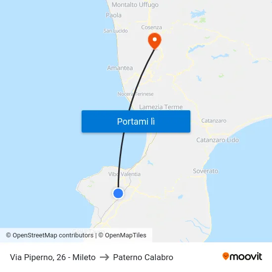 Via Piperno, 26 - Mileto to Paterno Calabro map
