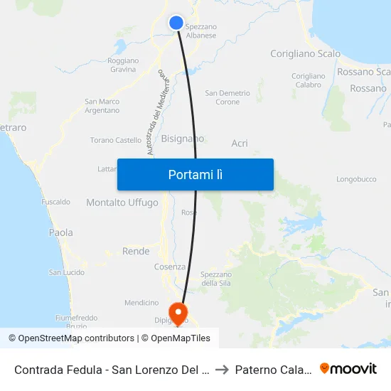 Contrada Fedula - San Lorenzo Del Vallo to Paterno Calabro map