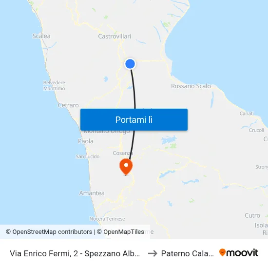 Via Enrico Fermi, 2 - Spezzano Albanese to Paterno Calabro map