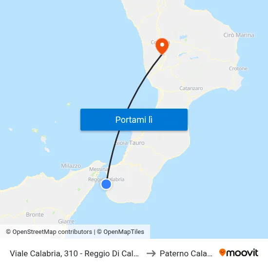 Viale Calabria, 310 - Reggio Di Calabria to Paterno Calabro map