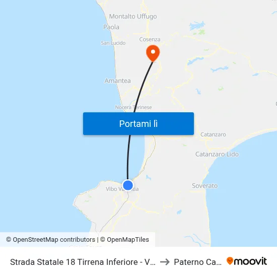 Strada Statale 18 Tirrena Inferiore - Vibo Valentia to Paterno Calabro map