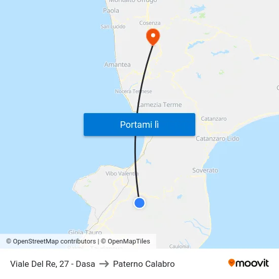 Viale Del Re, 27 - Dasa to Paterno Calabro map