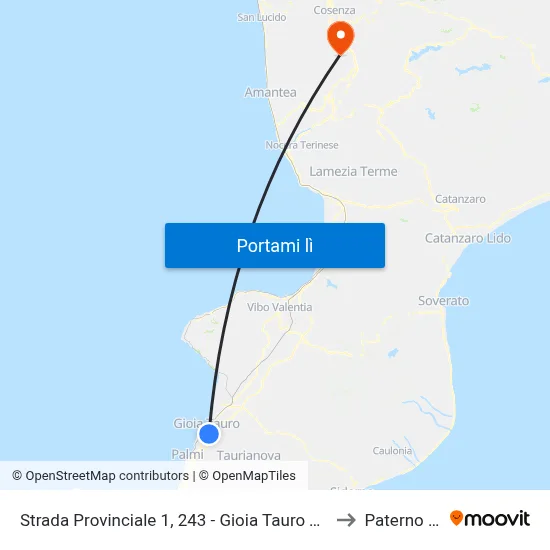 Strada Provinciale 1, 243 - Gioia Tauro Terminal Bus - Gioia Tauro to Paterno Calabro map