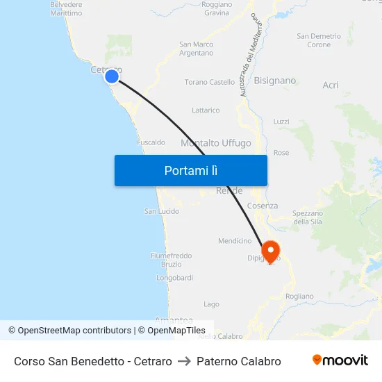 Corso San Benedetto - Cetraro to Paterno Calabro map