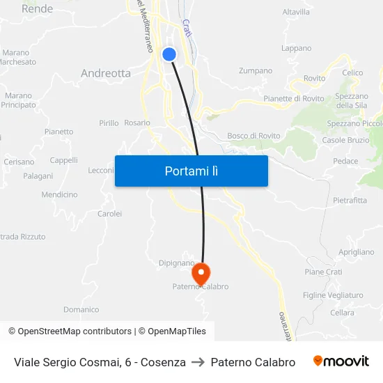 Viale Sergio Cosmai, 6 - Cosenza to Paterno Calabro map