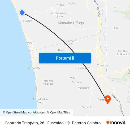 Contrada Trappeto, 26 - Fuscaldo to Paterno Calabro map