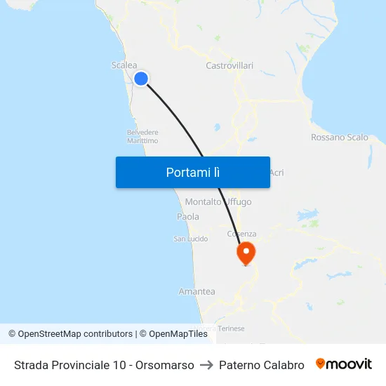 Strada Provinciale 10 - Orsomarso to Paterno Calabro map
