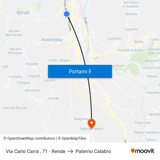 Via Carlo Carrà , 71 - Rende to Paterno Calabro map