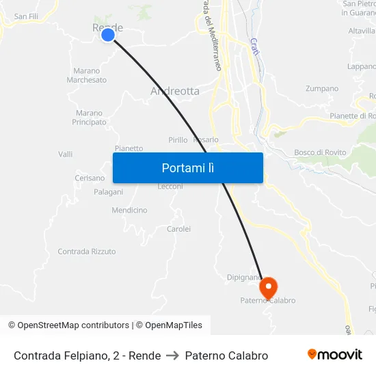 Contrada Felpiano, 2 - Rende to Paterno Calabro map