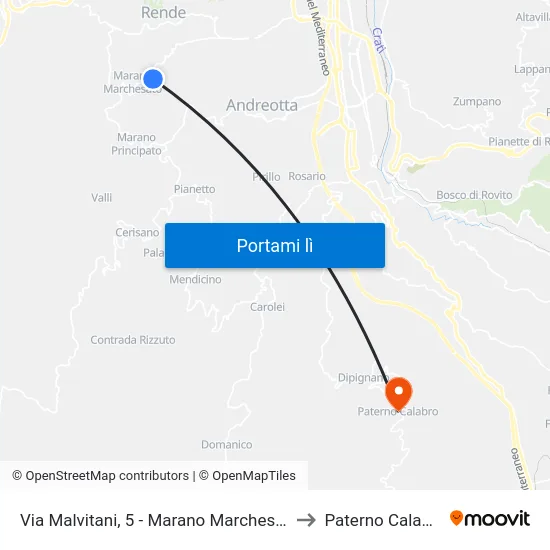 Via Malvitani, 5 - Marano Marchesato to Paterno Calabro map