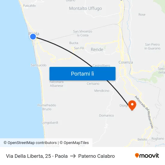 Via Della Liberta, 25 - Paola to Paterno Calabro map
