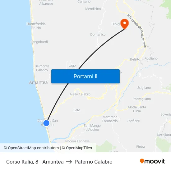 Corso Italia, 8 - Amantea to Paterno Calabro map