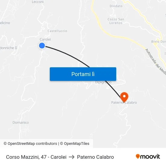 Corso Mazzini, 47 - Carolei to Paterno Calabro map
