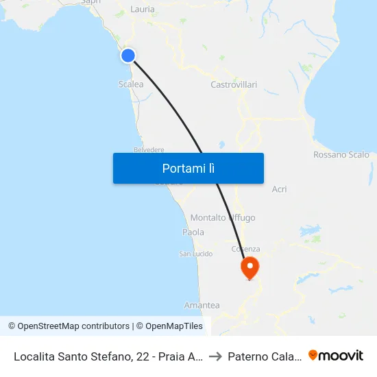 Localita Santo Stefano, 22 - Praia A Mare to Paterno Calabro map