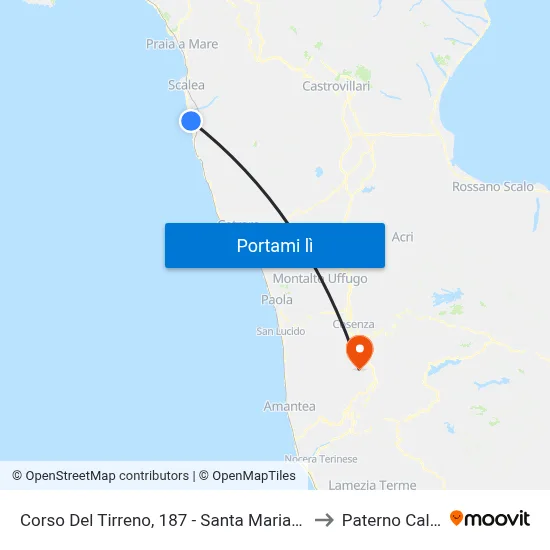 Corso Del Tirreno, 187 - Santa Maria Del Cedro to Paterno Calabro map