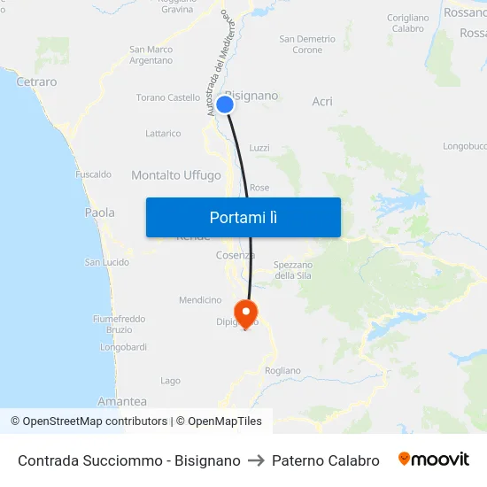 Contrada Succiommo - Bisignano to Paterno Calabro map