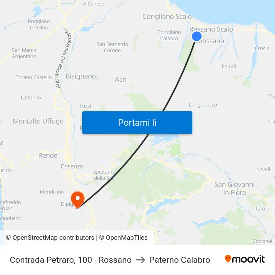 Contrada  Petraro, 100 - Rossano to Paterno Calabro map