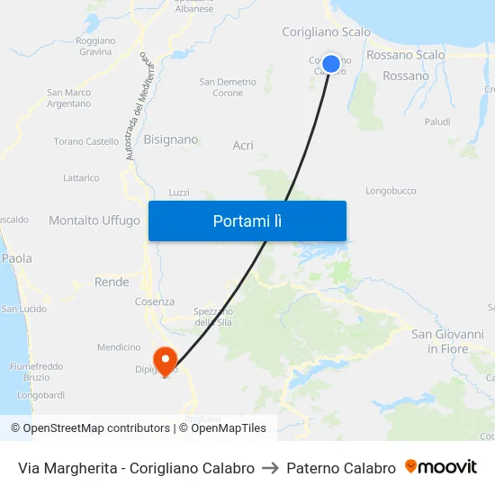 Via  Margherita - Corigliano Calabro to Paterno Calabro map