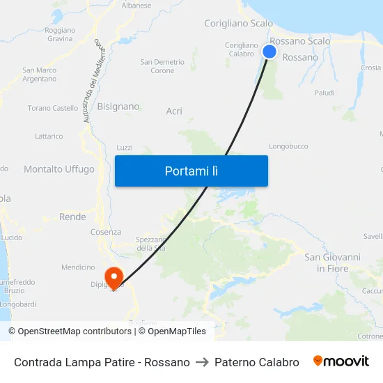 Contrada  Lampa Patire - Rossano to Paterno Calabro map