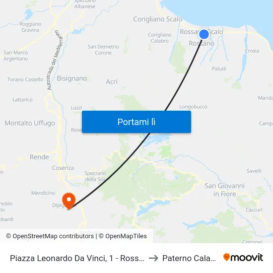 Piazza Leonardo Da Vinci, 1 - Rossano to Paterno Calabro map