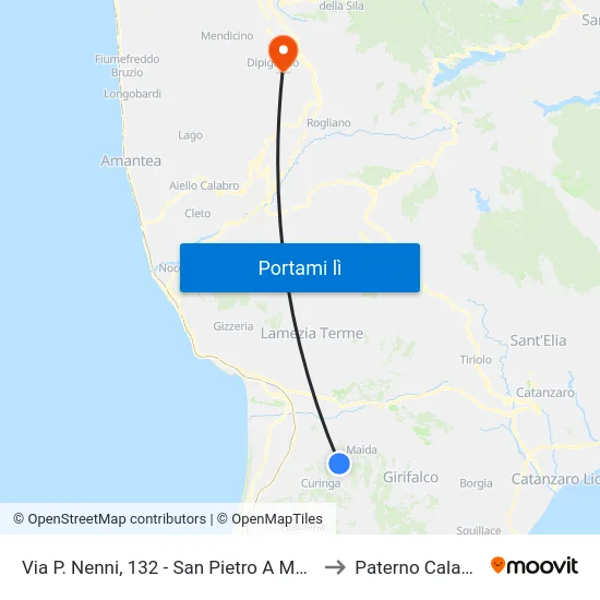 Via P. Nenni, 132 - San Pietro A Maida to Paterno Calabro map