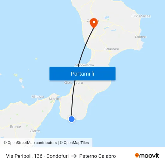 Via Peripoli, 136 - Condofuri to Paterno Calabro map
