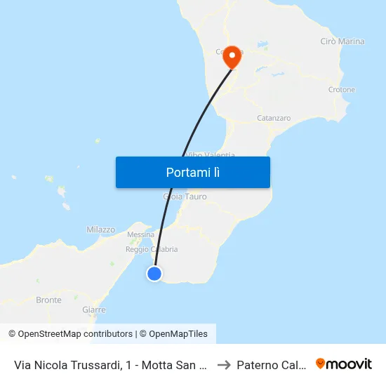 Via Nicola Trussardi, 1 - Motta San Giovanni to Paterno Calabro map