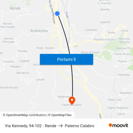 Via Kennedy, 94-102 - Rende to Paterno Calabro map