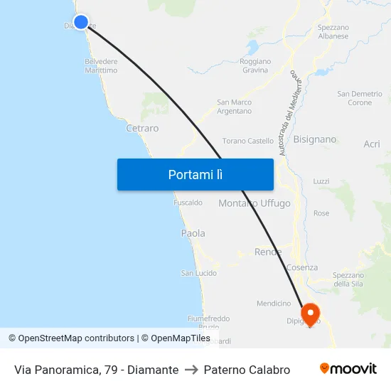 Via Panoramica, 79 - Diamante to Paterno Calabro map