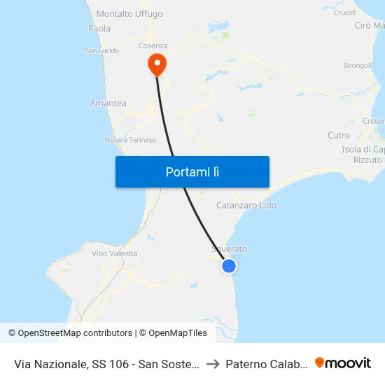Via Nazionale, SS 106 - San Sostene to Paterno Calabro map