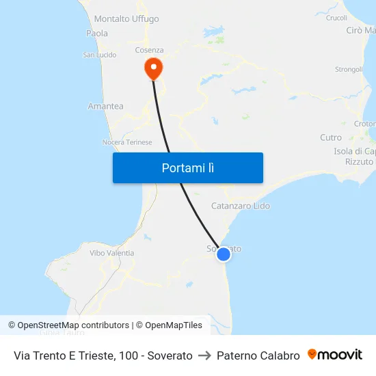 Via Trento E Trieste, 100 - Soverato to Paterno Calabro map