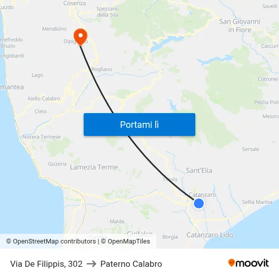 Via De Filippis, 302 to Paterno Calabro map