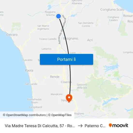 Via Madre Teresa Di Calcutta, 57 - Roggiano Gravina to Paterno Calabro map