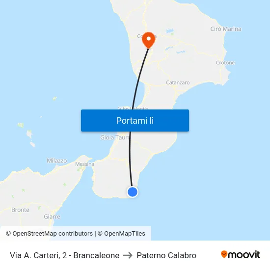 Via A. Carteri, 2 - Brancaleone to Paterno Calabro map