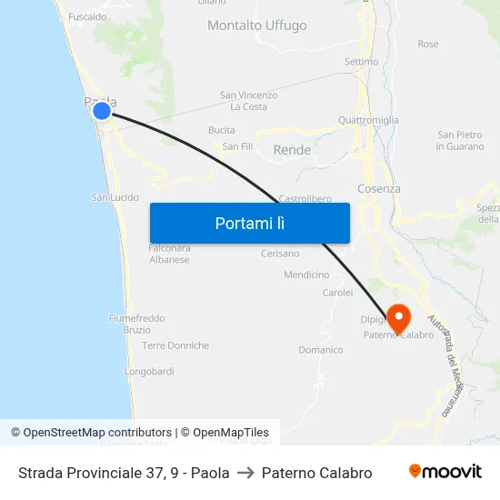 Strada Provinciale 37, 9 - Paola to Paterno Calabro map