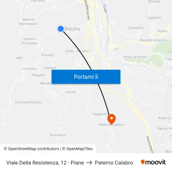 Viale Della Resistenza, 12 - Piane to Paterno Calabro map