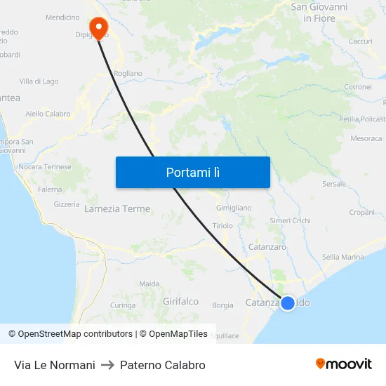 Via Le Normani to Paterno Calabro map