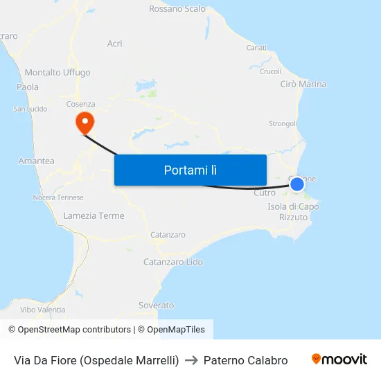 Via Da Fiore (Ospedale Marrelli) to Paterno Calabro map