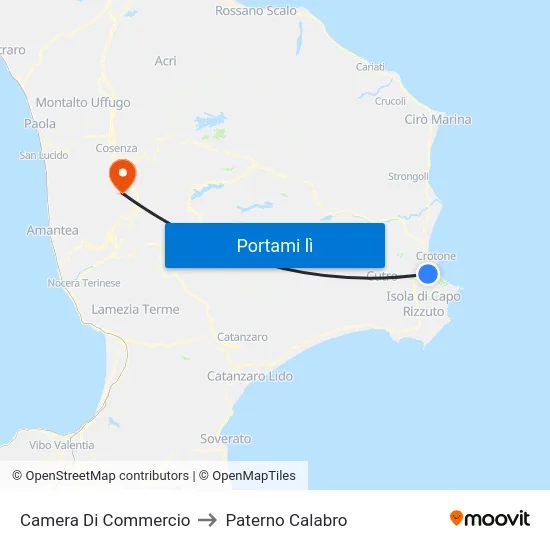 Camera Di Commercio to Paterno Calabro map