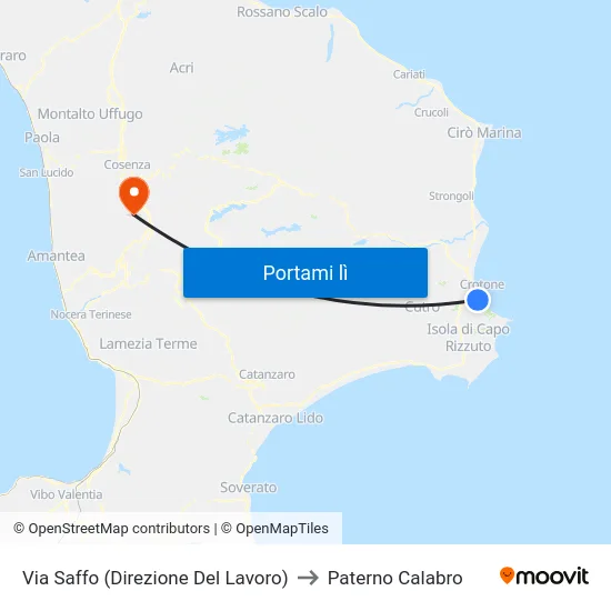 Via Saffo (Direzione Del Lavoro) to Paterno Calabro map
