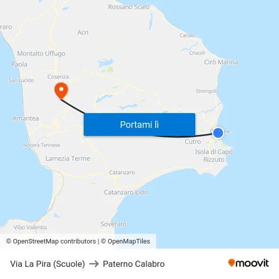 Via La Pira (Scuole) to Paterno Calabro map