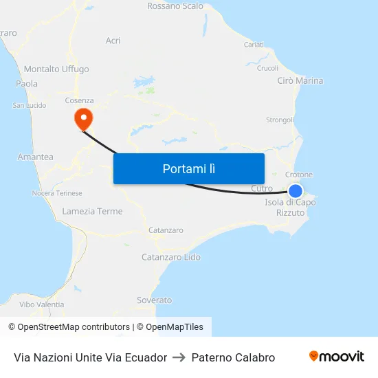 Via Nazioni Unite Via Ecuador to Paterno Calabro map