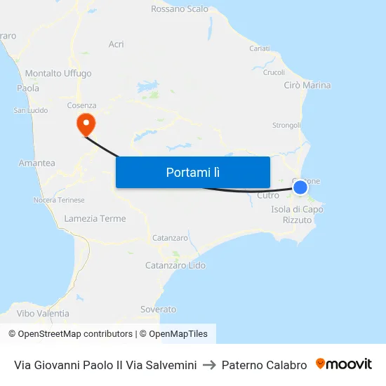 Via Giovanni Paolo II Via Salvemini to Paterno Calabro map